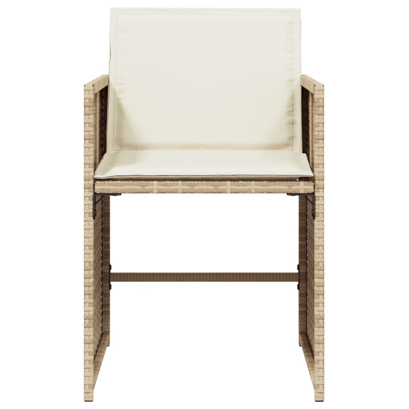 vidaXL Patio Chairs with Cushions 4 pcs Beige Poly Rattan