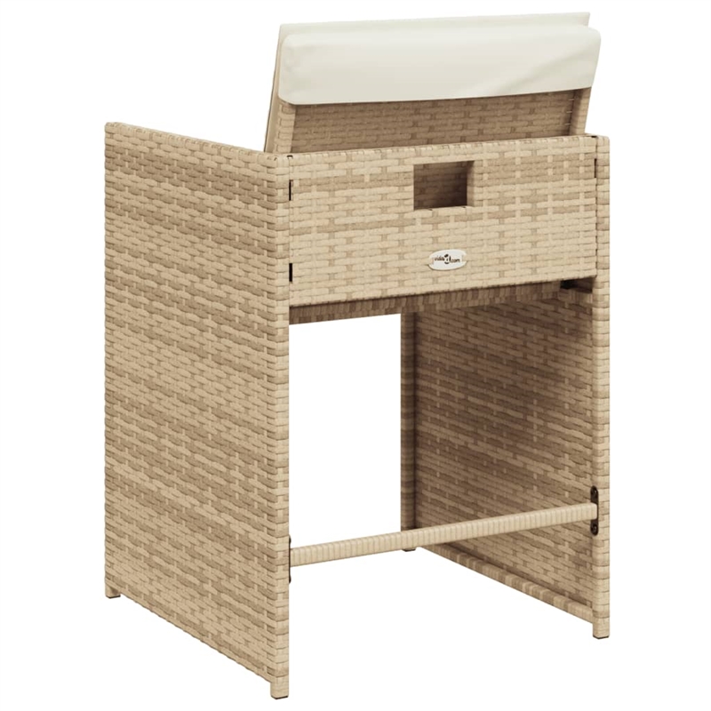 vidaXL Patio Chairs with Cushions 4 pcs Beige Poly Rattan