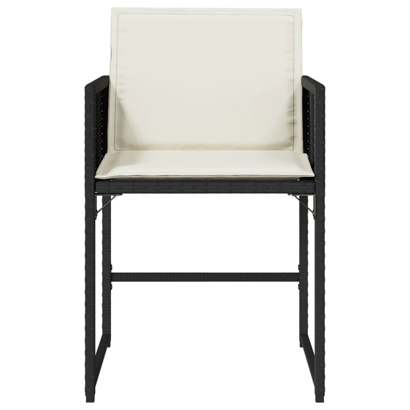 vidaXL Patio Chairs with Cushions 4 pcs Black Poly Rattan