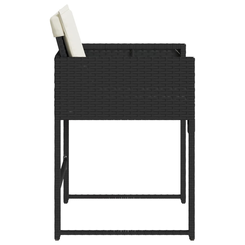 vidaXL Patio Chairs with Cushions 4 pcs Black Poly Rattan