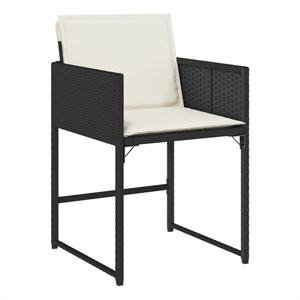 vidaXL Patio Chairs with Cushions 4 pcs Black Poly Rattan
