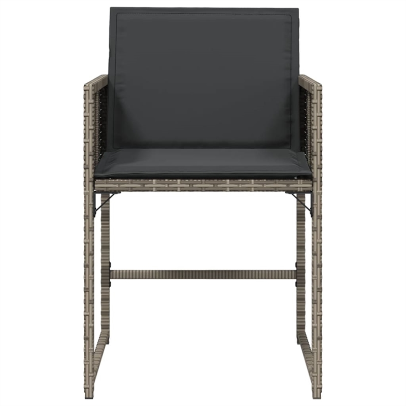 vidaXL Patio Chairs with Cushions 4 pcs Gray Poly Rattan