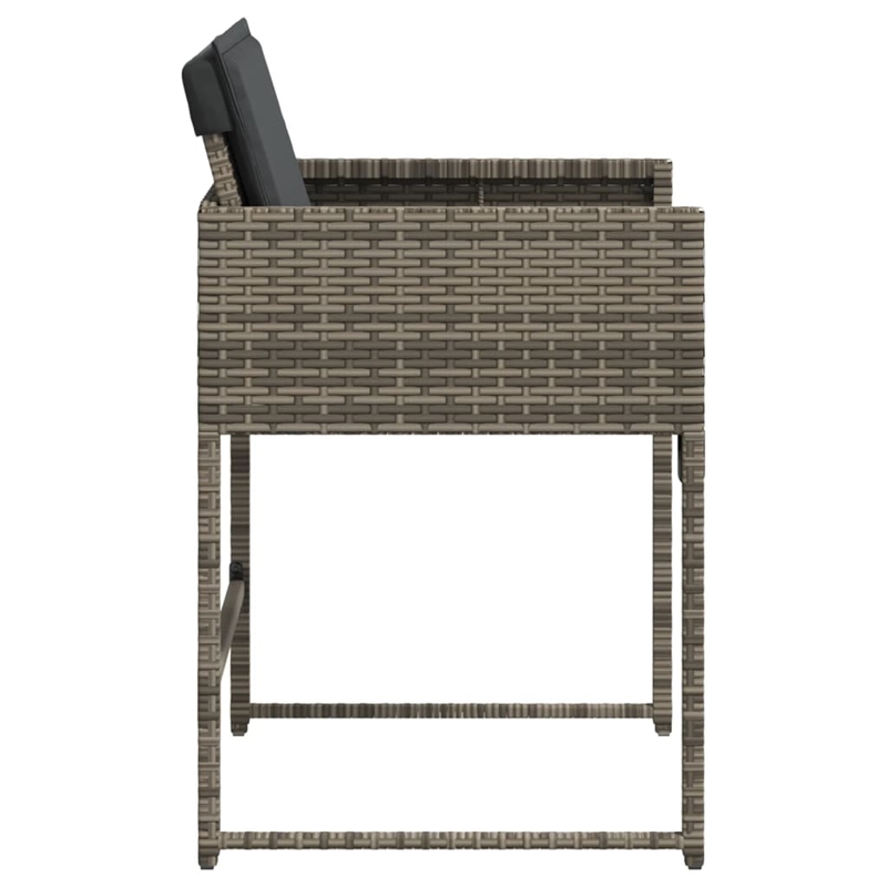 vidaXL Patio Chairs with Cushions 4 pcs Gray Poly Rattan
