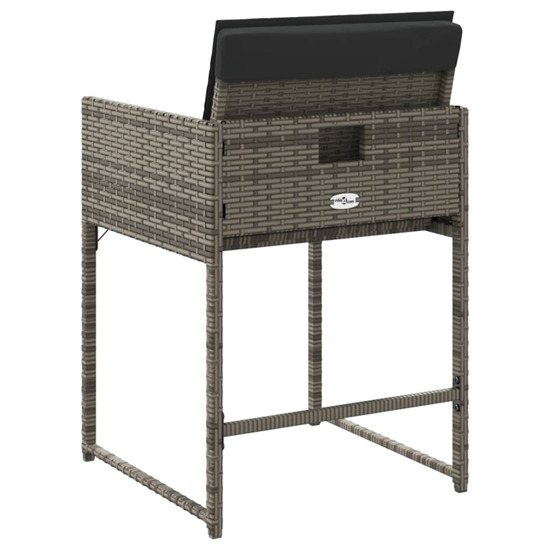 vidaXL Patio Chairs with Cushions 4 pcs Gray Poly Rattan