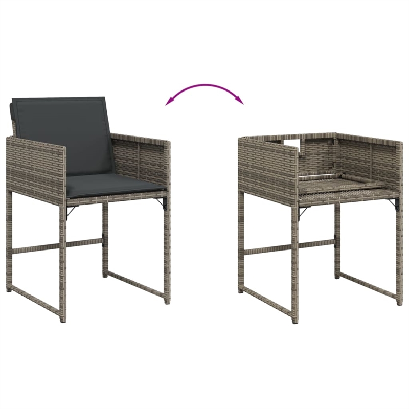 vidaXL Patio Chairs with Cushions 4 pcs Gray Poly Rattan