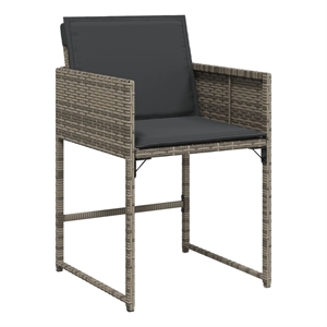 vidaXL Patio Chairs with Cushions 4 pcs Gray Poly Rattan