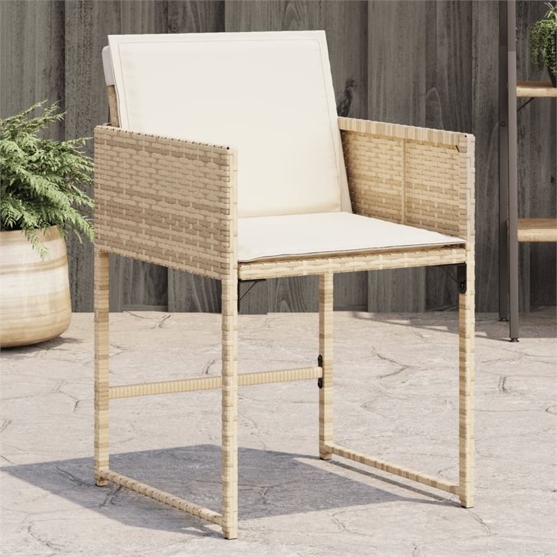 vidaXL Patio Chairs with Cushions 4 pcs Beige Poly Rattan