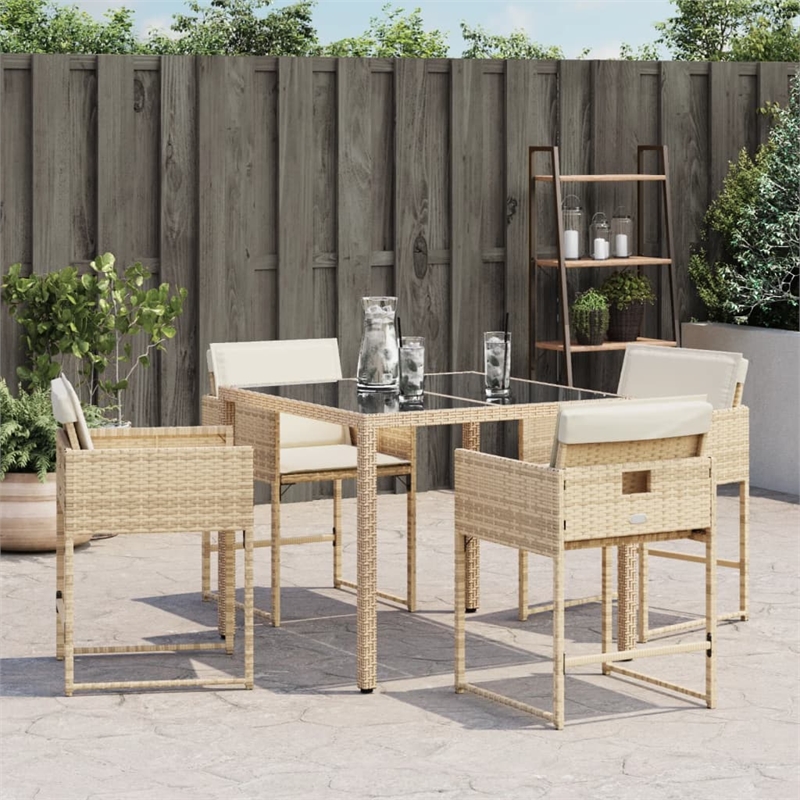 vidaXL Patio Chairs with Cushions 4 pcs Beige Poly Rattan