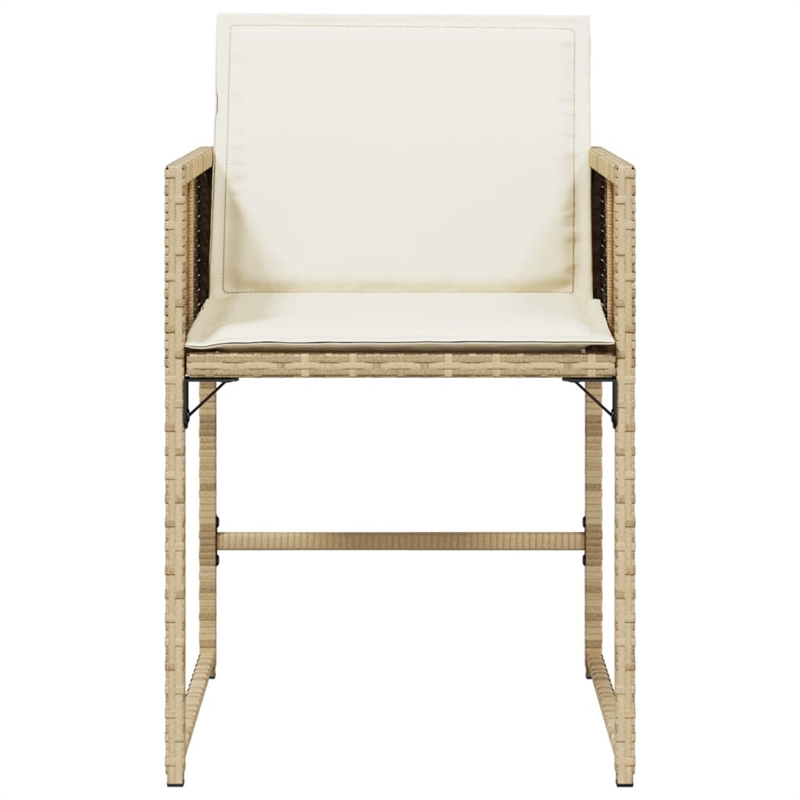 vidaXL Patio Chairs with Cushions 4 pcs Beige Poly Rattan