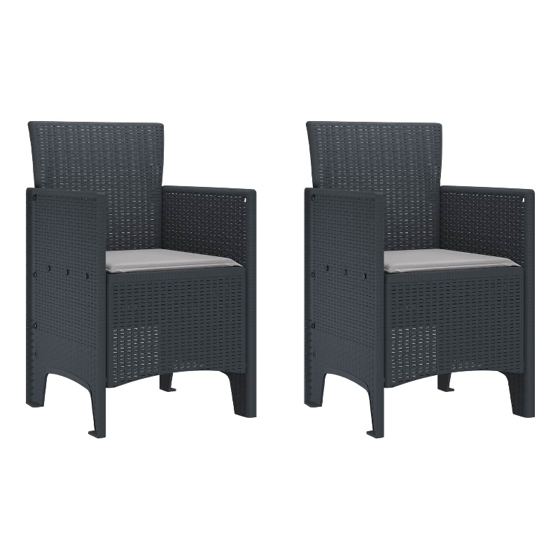 vidaXL Garden Chair 2 pcs Anthracite Polypropylene