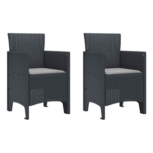 vidaXL Garden Chair 2 pcs Anthracite Polypropylene