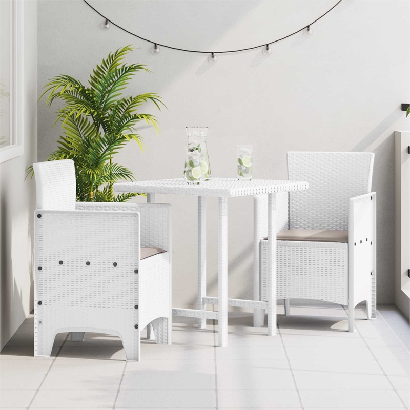 vidaXL Garden Chair 2 pcs White Polypropylene