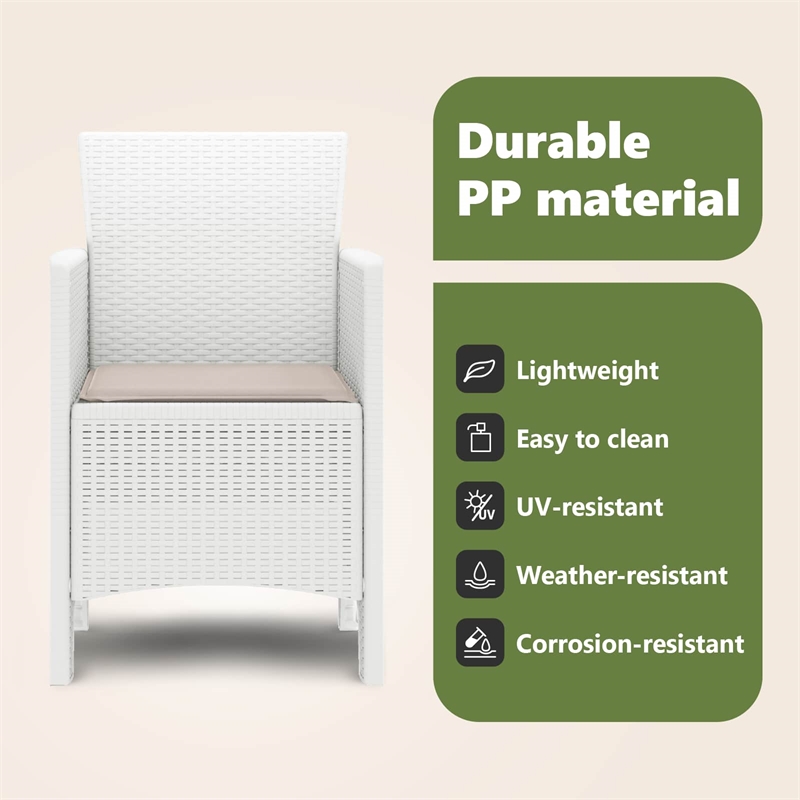 vidaXL Garden Chair 2 pcs White Polypropylene