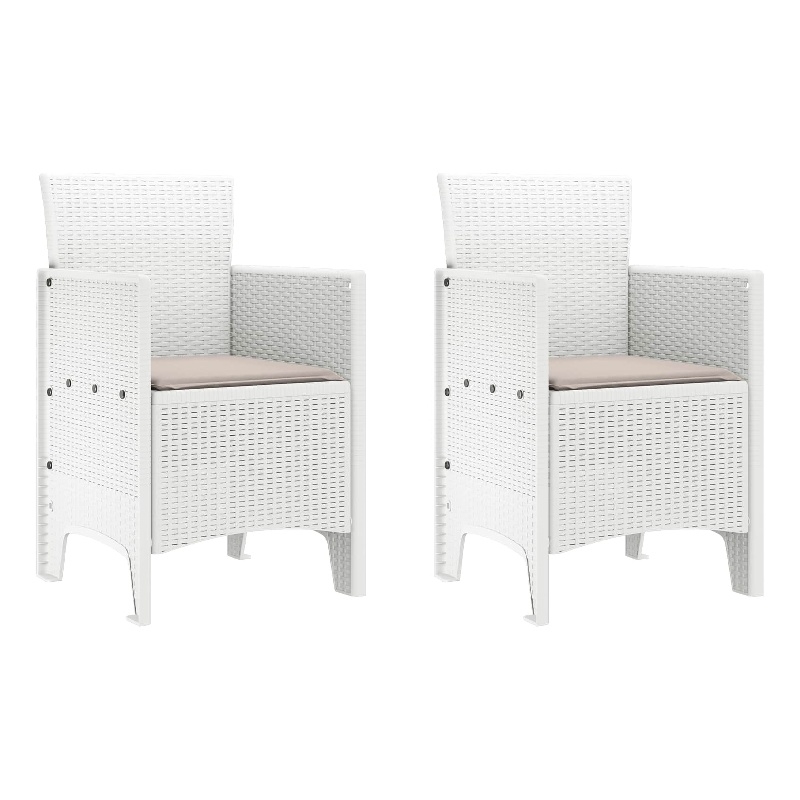 vidaXL Garden Chair 2 pcs White Polypropylene