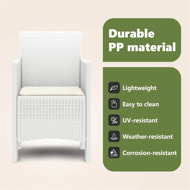 vidaXL Garden Chair 2 pcs White Polypropylene