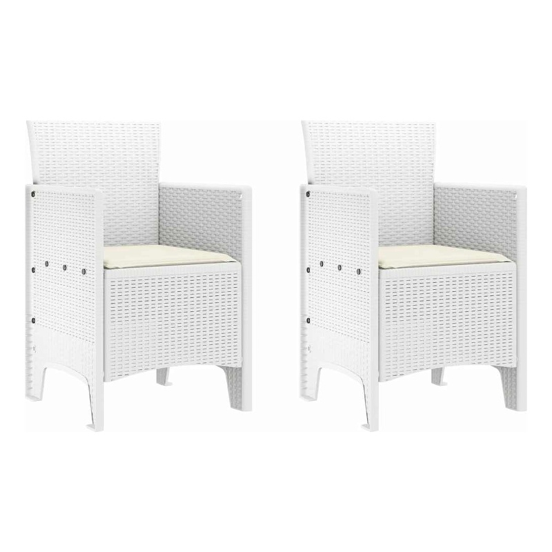 vidaXL Garden Chair 2 pcs White Polypropylene