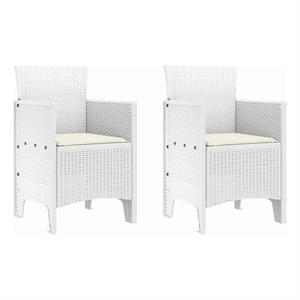 vidaXL Garden Chair 2 pcs White Polypropylene