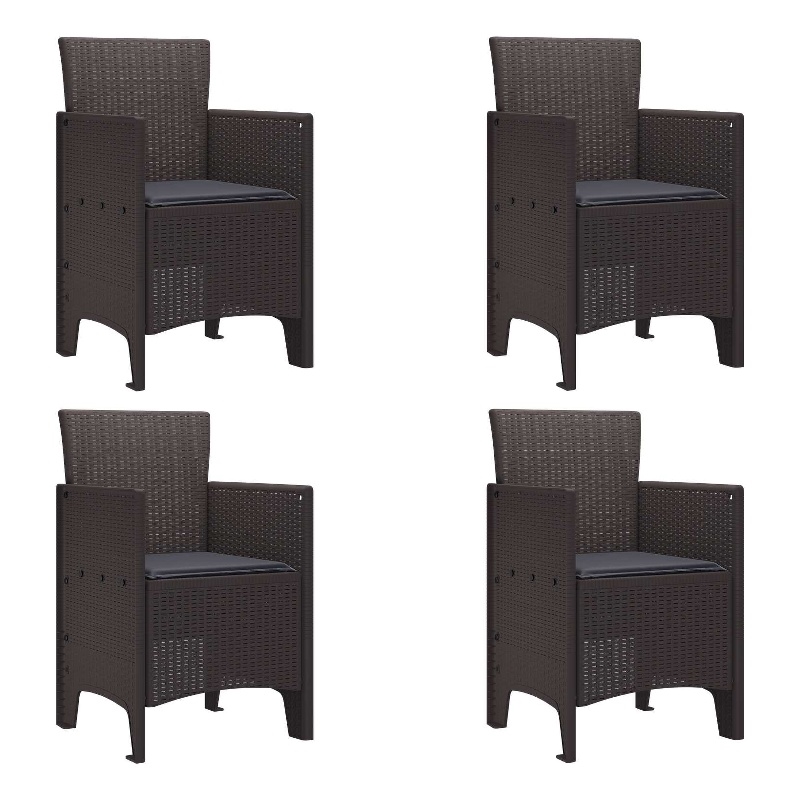 vidaXL Garden Chair 4 pcs Brown Polypropylene