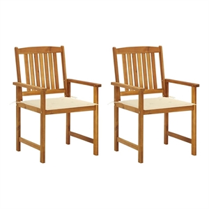 vidaXL Patio Chairs with Cushions 2 pcs Solid Acacia Wood