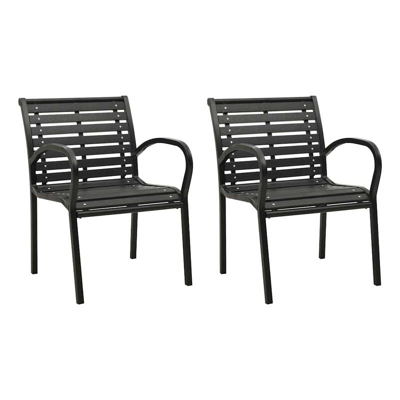 vidaXL Patio Chairs 2 pcs Steel and WPC Black