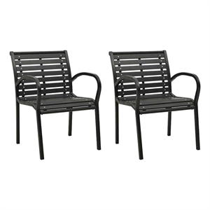 vidaXL Patio Chairs 2 pcs Steel and WPC Black