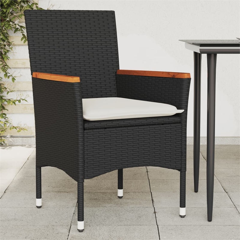 vidaXL Garden Chair Black/Cream White Rattan