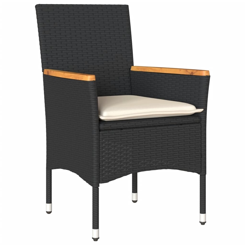 vidaXL Garden Chair Black/Cream White Rattan