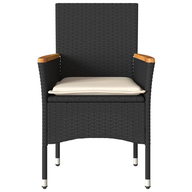vidaXL Garden Chair Black/Cream White Rattan