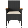 vidaXL Garden Chair Black/Cream White Rattan