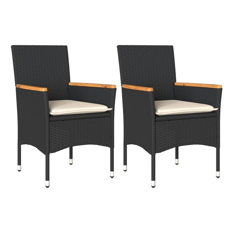 vidaXL Garden Chair Black/Cream White Rattan
