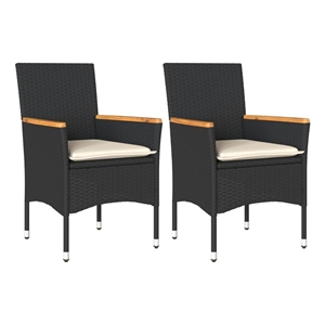 vidaXL Garden Chair Black/Cream White Rattan