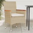 vidaXL Patio Chairs with Cushions 2 pcs Beige Poly Rattan