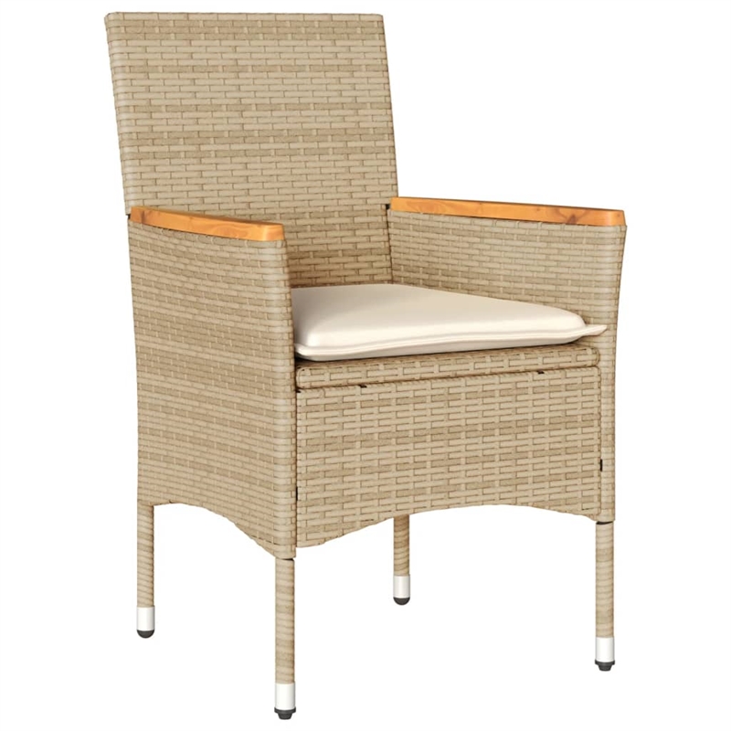 vidaXL Patio Chairs with Cushions 2 pcs Beige Poly Rattan