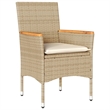 vidaXL Patio Chairs with Cushions 2 pcs Beige Poly Rattan