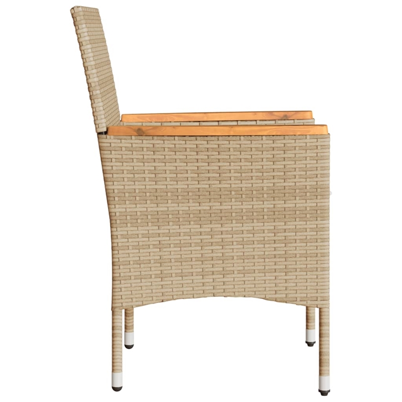 vidaXL Patio Chairs with Cushions 2 pcs Beige Poly Rattan