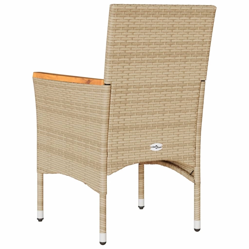 vidaXL Patio Chairs with Cushions 2 pcs Beige Poly Rattan