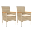 vidaXL Patio Chairs with Cushions 2 pcs Beige Poly Rattan