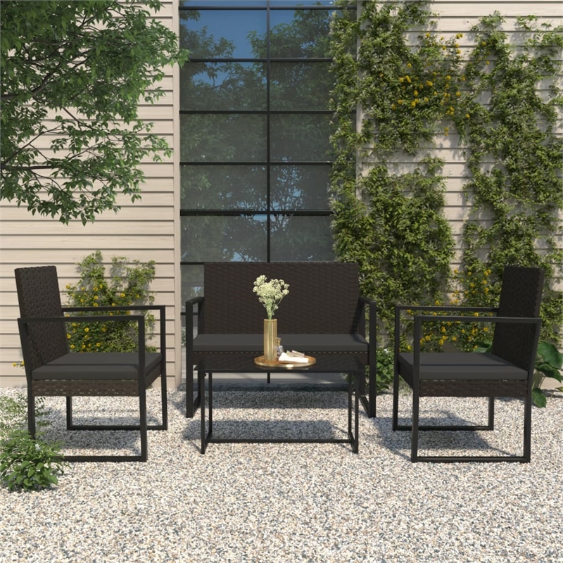 vidaXL Patio Bench with Cushions Black 41.7