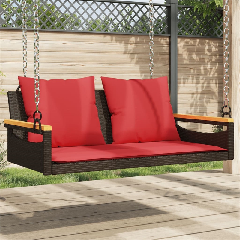 vidaXL Swing Bench with Cushions Brown 42.9