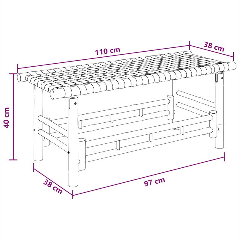 vidaXL Garden Bench 43.31 x 14.96 x 15.75 in Bamboo Natural