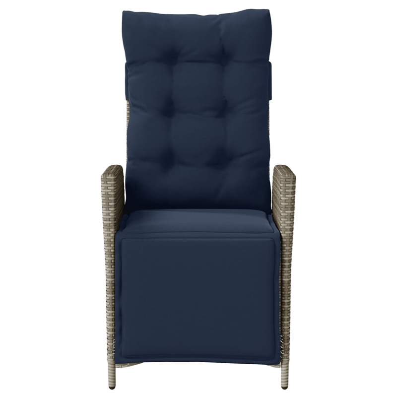 vidaXL Reclining Patio Chair with Footrest Gray Poly Rattan
