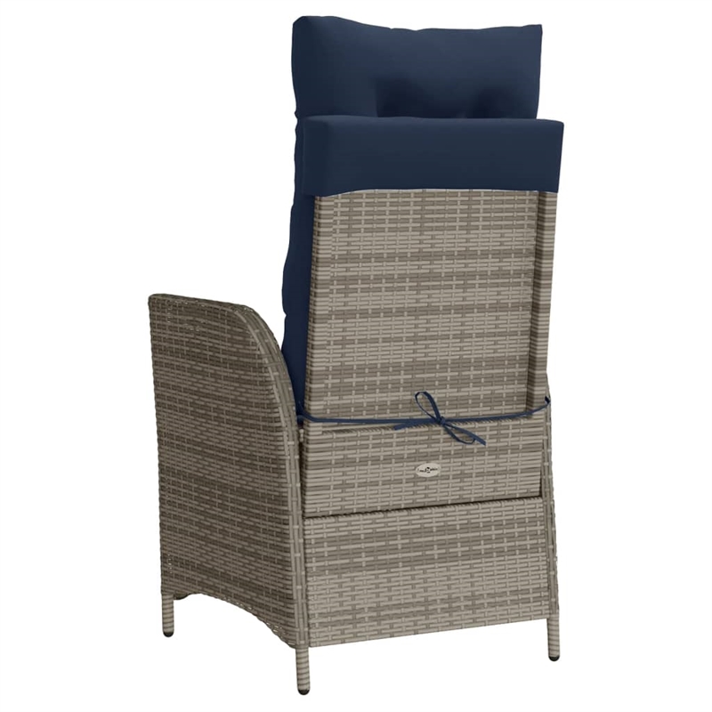 vidaXL Reclining Patio Chair with Footrest Gray Poly Rattan