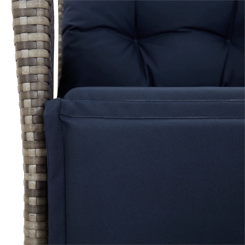 vidaXL Reclining Patio Chair with Footrest Gray Poly Rattan