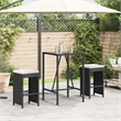 vidaXL Patio Bar Stools with Cushions 2 pcs Black Poly Rattan