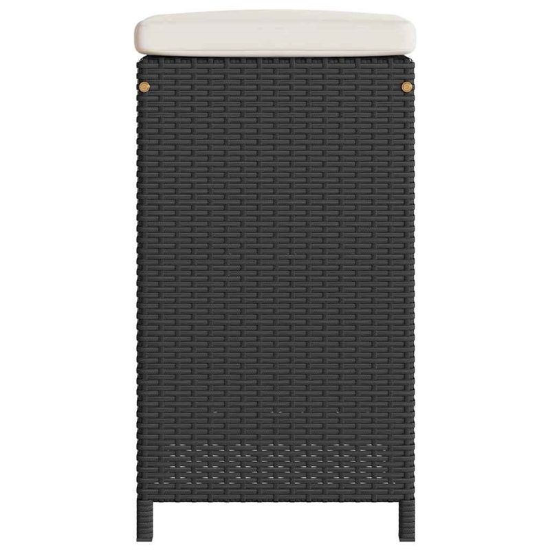 vidaXL Patio Bar Stools with Cushions 2 pcs Black Poly Rattan