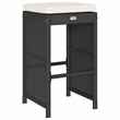 vidaXL Patio Bar Stools with Cushions 2 pcs Black Poly Rattan