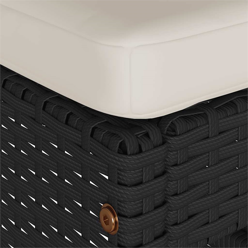 vidaXL Patio Bar Stools with Cushions 2 pcs Black Poly Rattan