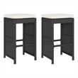 vidaXL Patio Bar Stools with Cushions 2 pcs Black Poly Rattan