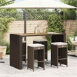 vidaXL Patio Bar Stools with Cushions 4 pcs Brown Poly Rattan