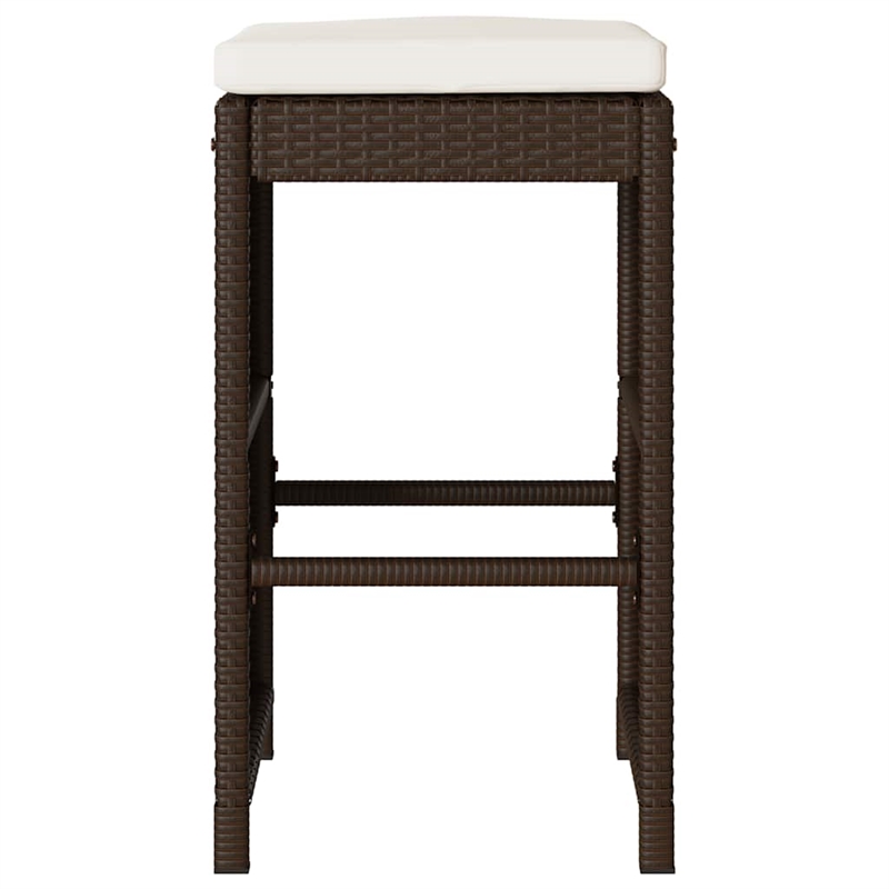 vidaXL Patio Bar Stools with Cushions 4 pcs Brown Poly Rattan